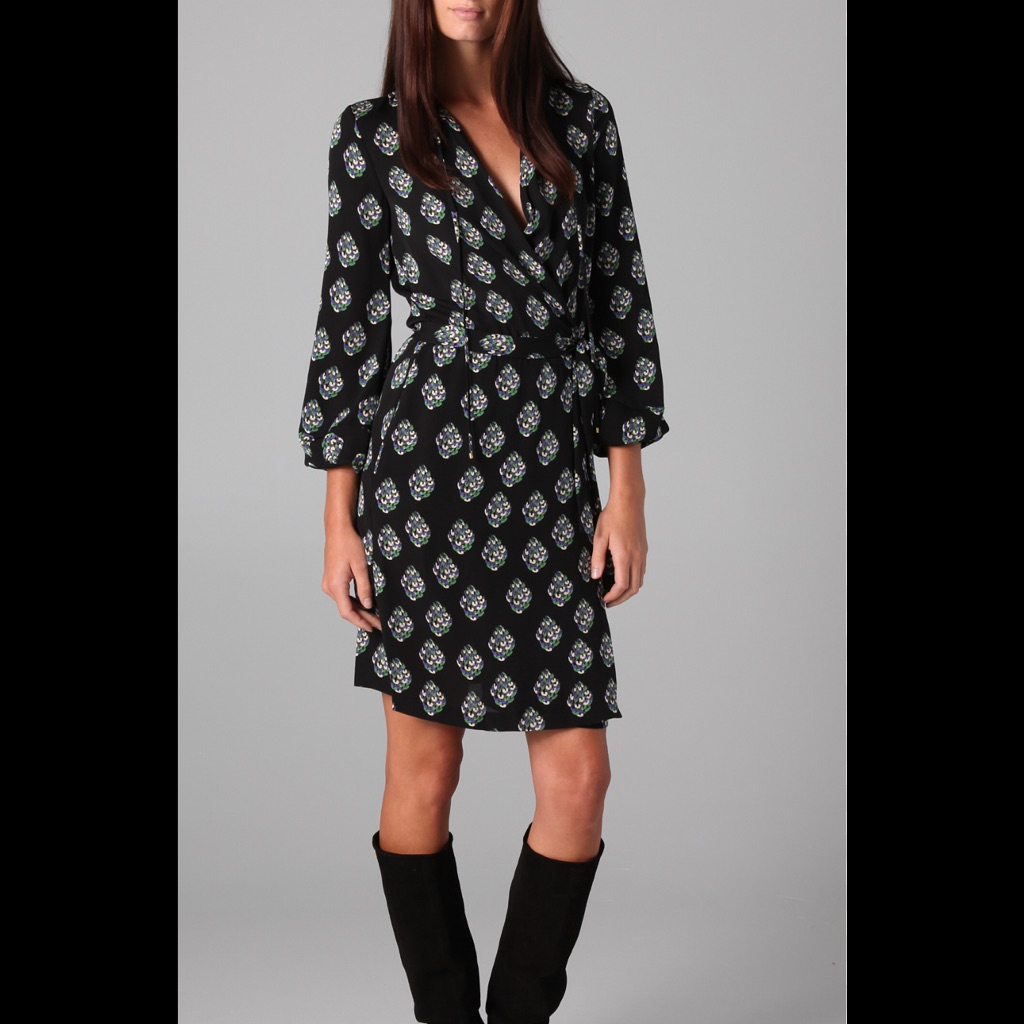 Dvf Diane Von Furstenberg Nove Silk Wrap Dress In Navy Blue